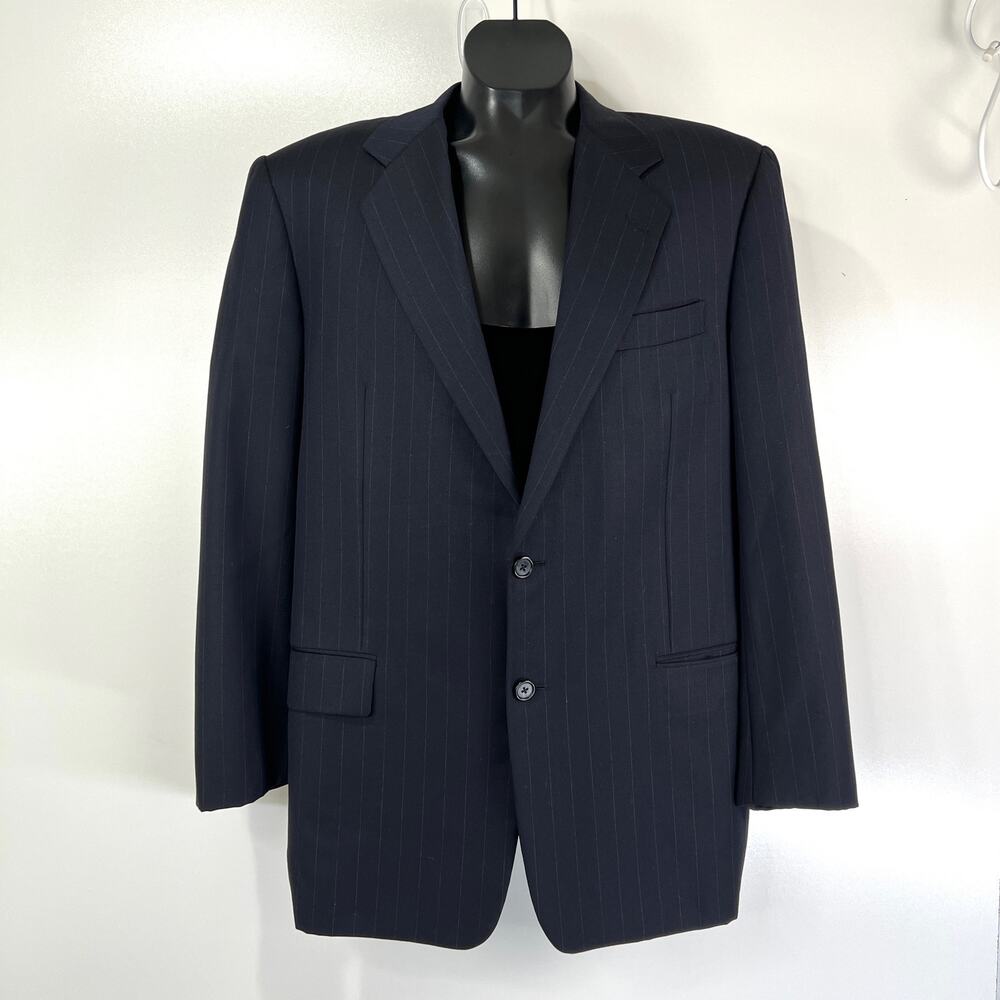 Hickey Freeman Loro Piano Wool Boardroom Blazer Navy Pinstripe